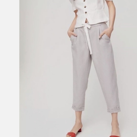 Aritzia Wilfred Women's Allant Linen Blend Ankle Trouser Pants Sz 2 Breathable - Picture 3 of 16